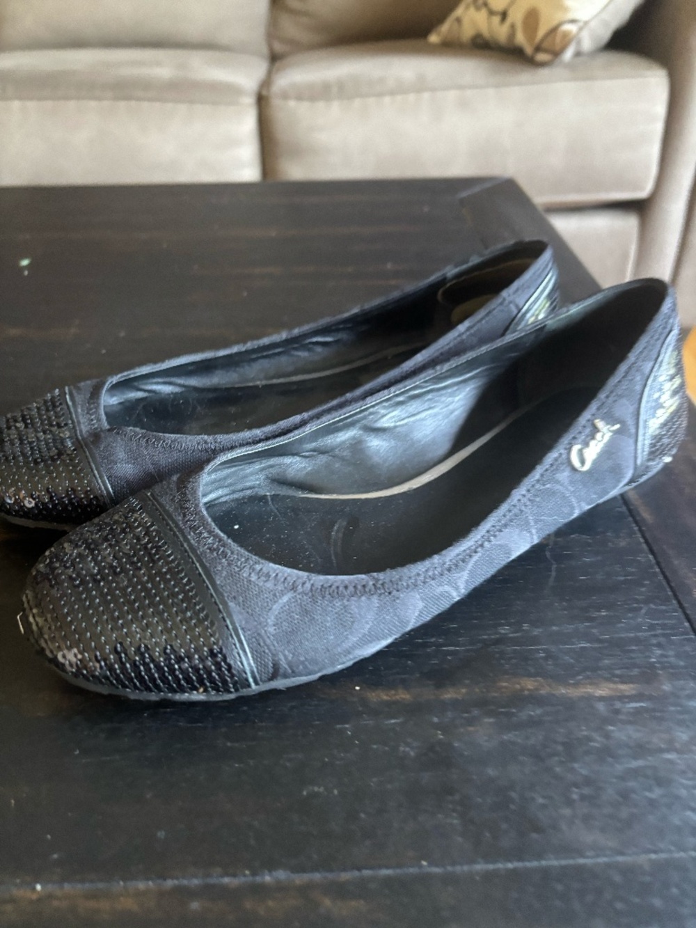 Coach Black Sequin Ballet Flat